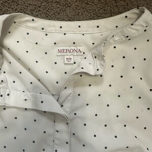 Merona Ivory Blouse with Navy Dots